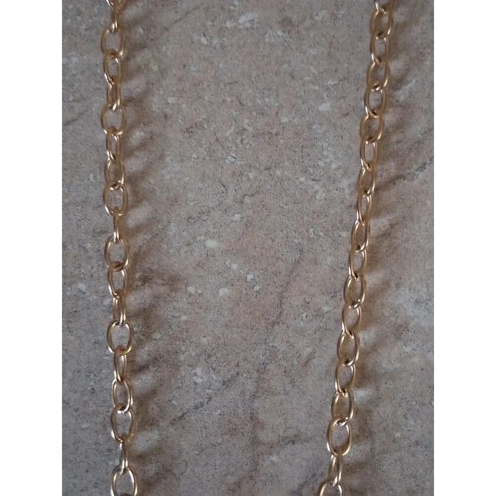 Gold Tone Orange Assorted Beads Cluster Pendant Y-Drop Lariat Statement Necklace